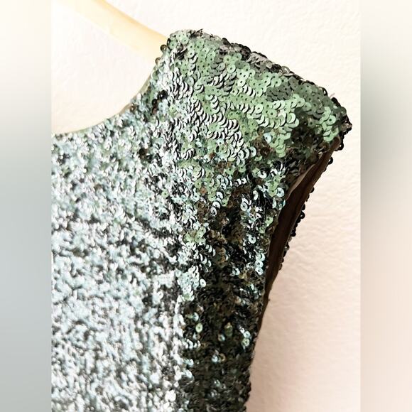 Alice and Olivia Green Sequin Short Sleeve Mini Dress Size S - Picture 4 of 10